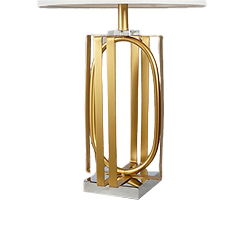 Benjara Limy 2pc Table Lamp Set- White Shade- Gold and Chrome Base- 29