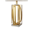Benjara Limy 2pc Table Lamp Set- White Shade- Gold and Chrome Base- 29