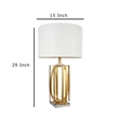 Benjara Limy 2pc Table Lamp Set- White Shade- Gold and Chrome Base- 29