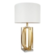 Benjara Limy 2pc Table Lamp Set- White Shade- Gold and Chrome Base- 29