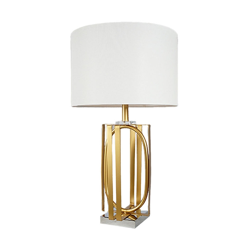 Benjara Limy 2pc Table Lamp Set- White Shade- Gold and Chrome Base- 29