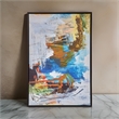 Benjara 25 x 37 Handcrafted Wall Art Abstract Giclee- Black Frame- Multicolor