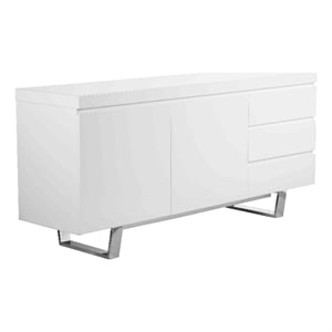 Benjara Taho 63&quot Sideboard Buffet Server Cabinet- 1 Double Door Cabinet- White