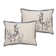 Benjara Yedy 8pc Queen Size Comforter Set- Blue and Cream Floral Embroidery