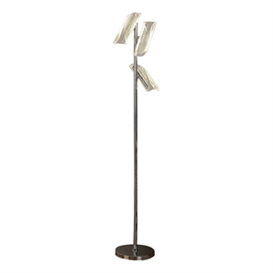 Benjara Spark 62&quot Floor Lamp- 3 Cylindrical Glass Shades- Bright Nickel- Silver