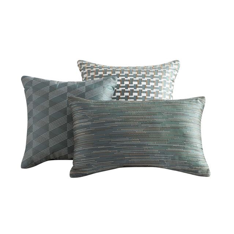 Benjara Mely 10pc Coverlet Queen Comforter Set- Shams- Green Woven Jacquard