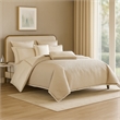 Benjara Dely 8pc Satin King Size Comforter Set with Shams- Reversible Gold