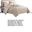 Benjara Dely 8pc Satin King Size Comforter Set with Shams- Reversible Gold