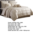 Benjara Dely 7pc Satin Queen Size Comforter Set with Shams- Reversible Gold