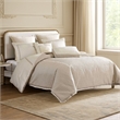 Benjara Dely 7pc Satin Queen Size Comforter Set with Shams- Reversible Gold