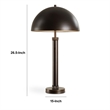 Benjara Modern Accent Table Lamp- Dome Shade- Gold Edge- Black Metal Round Base