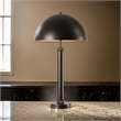Benjara Modern Accent Table Lamp- Dome Shade- Gold Edge- Black Metal Round Base
