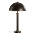 Benjara Modern Accent Table Lamp- Dome Shade- Gold Edge- Black Metal Round Base