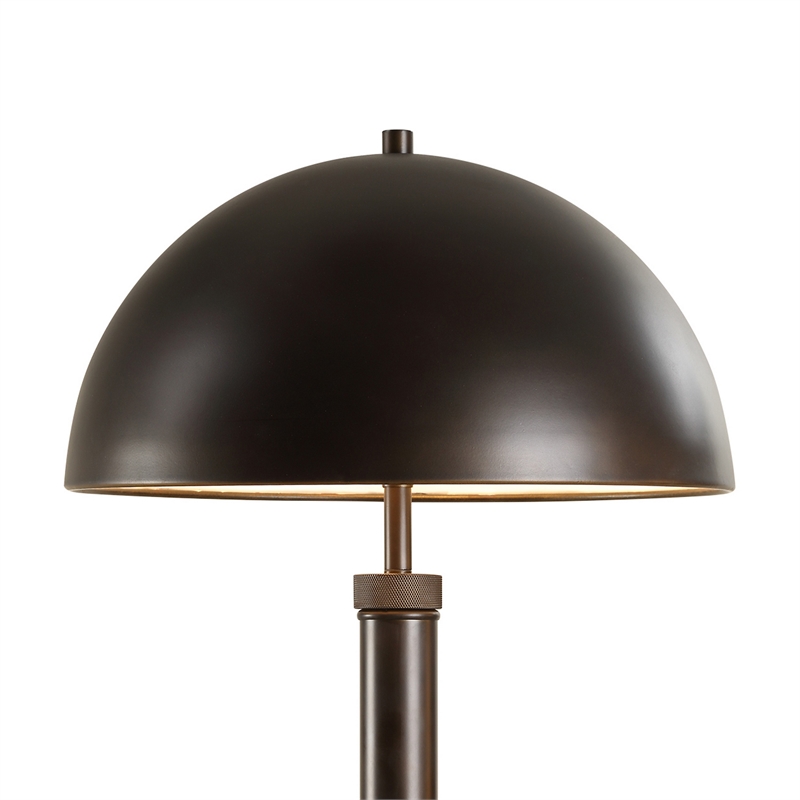 Benjara Modern Accent Table Lamp- Dome Shade- Gold Edge- Black Metal Round Base