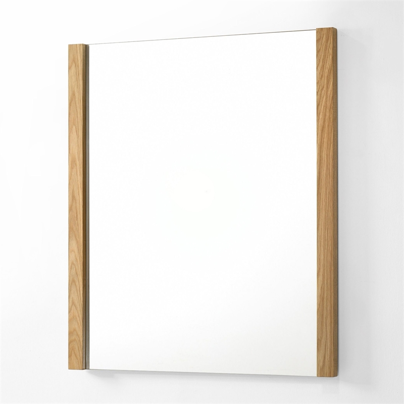 Benjara Noe Ruby Dresser Mirror- Natural Brown Oak Veneer- Rectangular 34 x 40