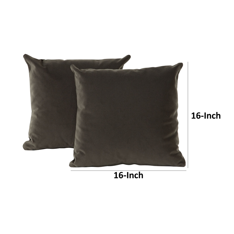 Benjara Wily Accent Pillow Set of 2- Dual Sided Moss Green Velvet- 16