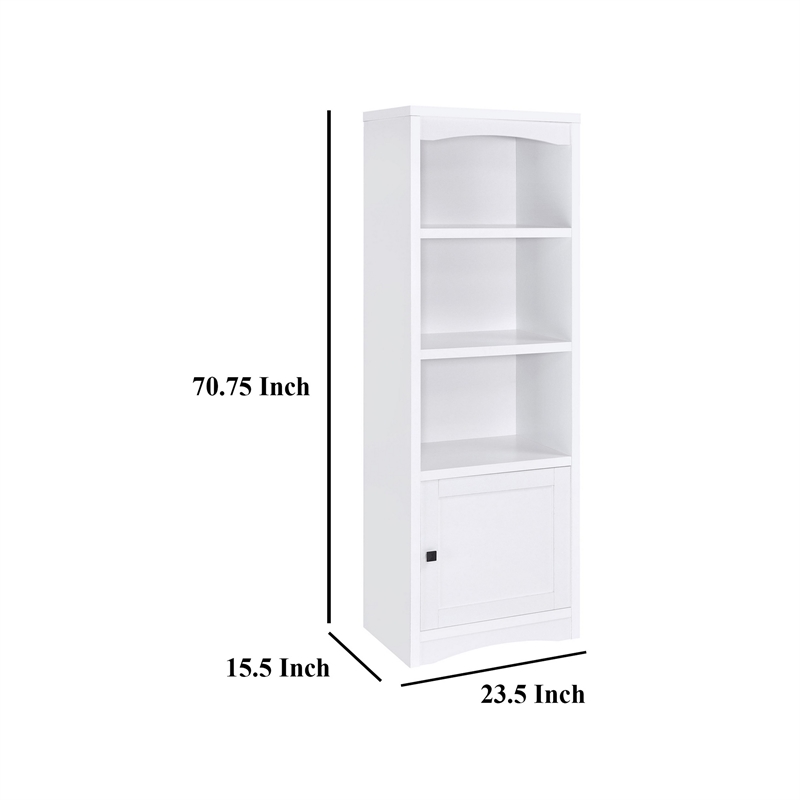 Benjara Donna Media Tower Pier Cabinet- Adjustable Shelves- White Wood 71