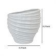 Benjara Round Modern Vase- Spiral Turned Design- White Ceramic 17