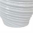 Benjara Round Modern Vase- Spiral Turned Design- White Ceramic 17