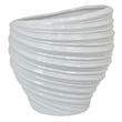 Benjara Round Modern Vase- Spiral Turned Design- White Ceramic 17