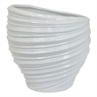 Benjara Round Modern Vase- Spiral Turned Design- White Ceramic 17