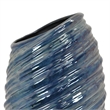 Benjara Tall Modern Vase with Angled Spiral Design- Blue Ceramic 17