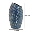 Benjara Tall Modern Vase with Angled Spiral Design- Blue Ceramic 17