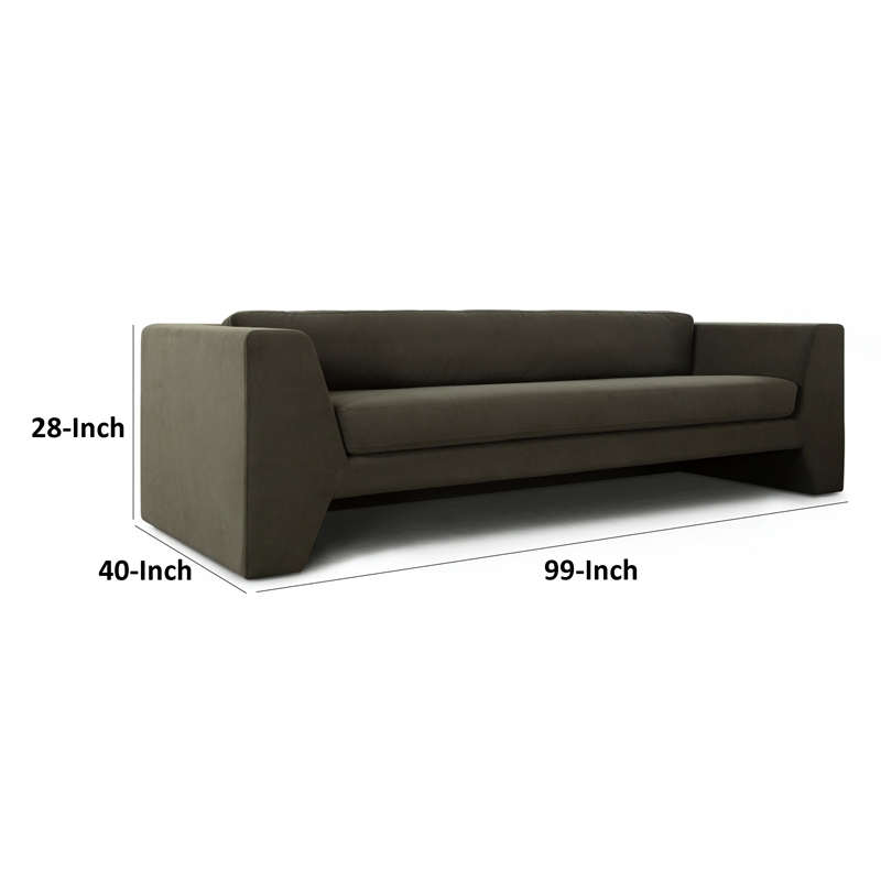 Benjara Roe Sofa- Moss Green Performance Velvet- Wide Track Arms- 99