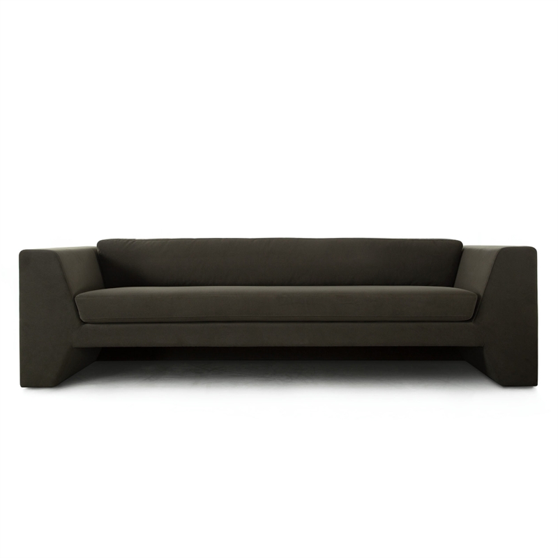 Benjara Roe Sofa- Moss Green Performance Velvet- Wide Track Arms- 99