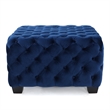 Benjara Ottoman- Modern Button Tufted- Navy Blue Velvet- 29