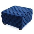 Benjara Ottoman- Modern Button Tufted- Navy Blue Velvet- 29