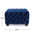 Benjara Ottoman- Modern Button Tufted- Navy Blue Velvet- 29