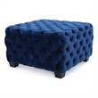 Benjara Ottoman- Modern Button Tufted- Navy Blue Velvet- 29