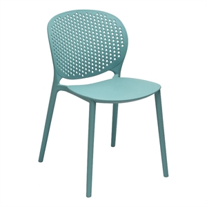 Benjara Leesy 19&quot Side Dining Chairs- Set of 4- Indoor- Outdoor- Blue Plastic
