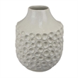Benjara Nian Accent Vase- Off White Ceramic Raised Dimple Texture- 14