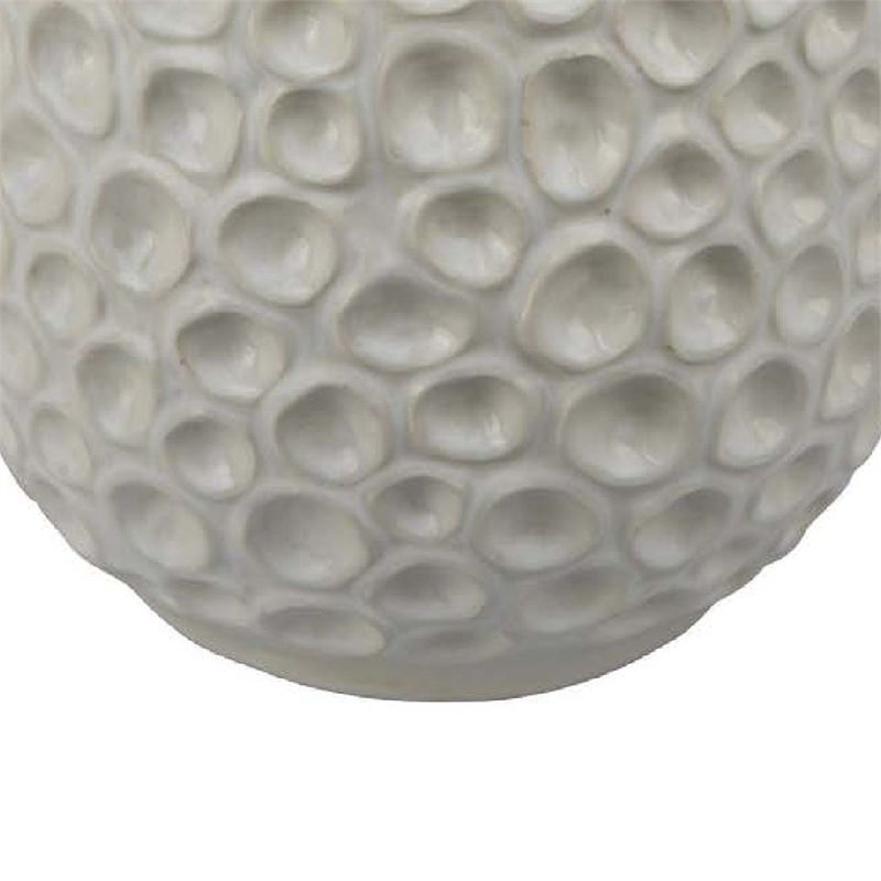 Benjara Nian Accent Vase- Off White Ceramic Raised Dimple Texture- 14
