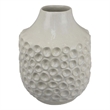 Benjara Nian Accent Vase- Off White Ceramic Raised Dimple Texture- 14