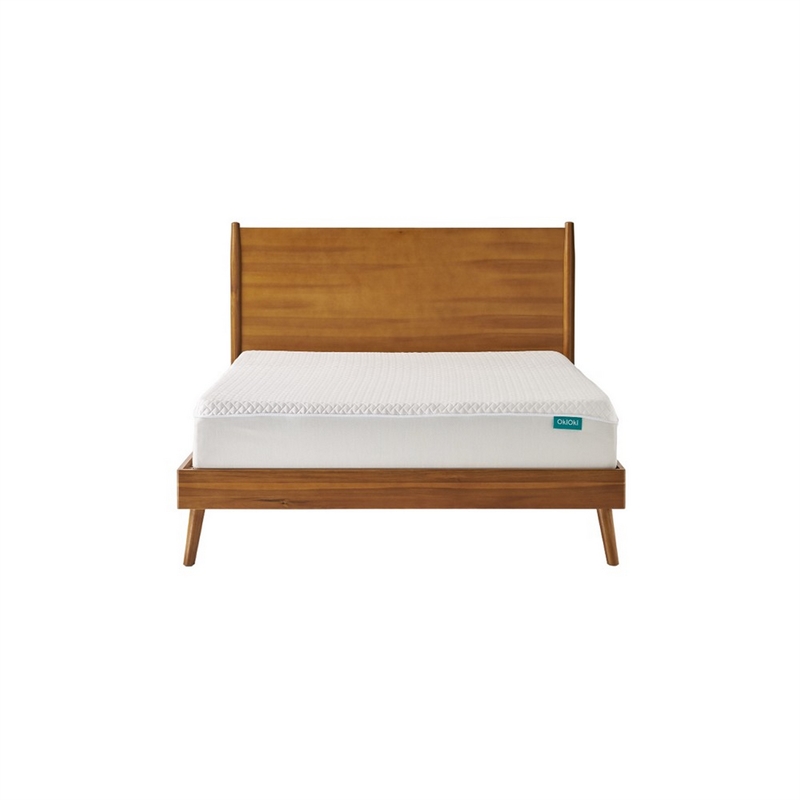 Benjara King Size Bed with Slat Panel Design- Natural Acacia Wood Finish