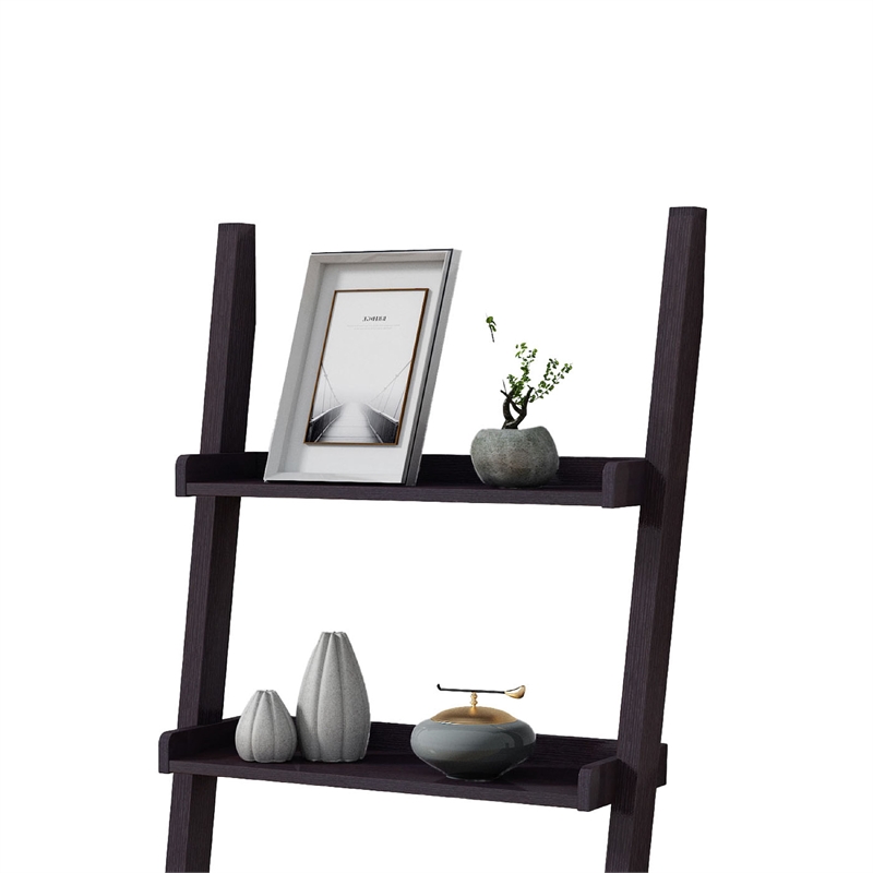 Benjara Accent Ladder Bookcase with 5 Shelves- 72