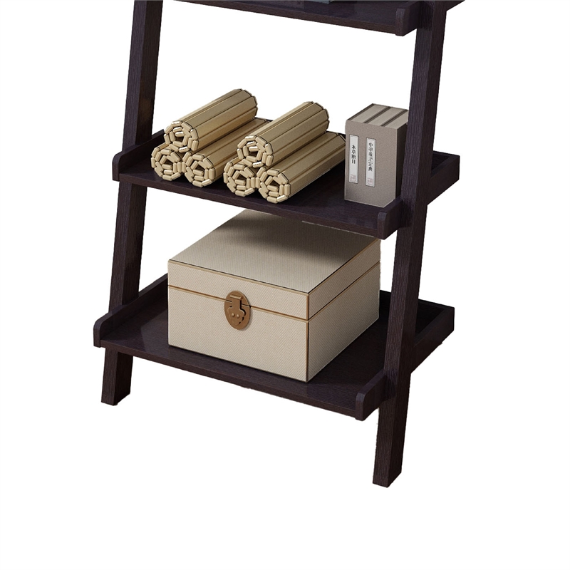 Benjara Accent Ladder Bookcase with 5 Shelves- 72