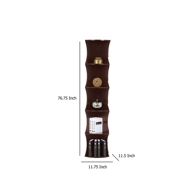 Benjara Corner Bookcase- 5 Storage Shelves- 77