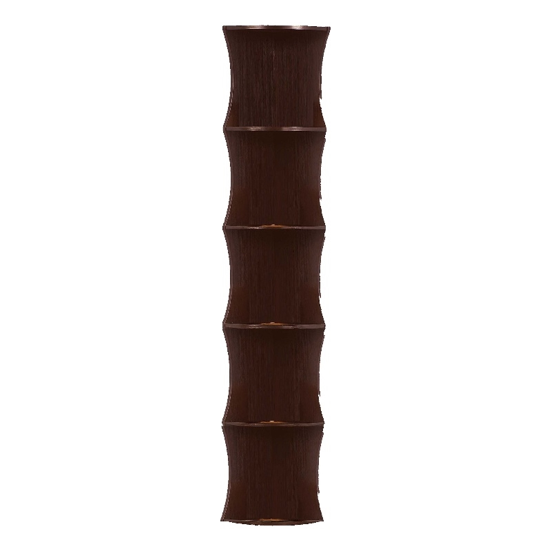 Benjara Corner Bookcase- 5 Storage Shelves- 77