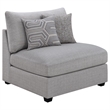Benjara Cambia 4 Piece Modular Sectional Sofa Set w Ottoman- Gray- 6 Pillows