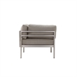 Benjara 3 Piece Sectional Outdoor Metal Sofa Set with Table- Gray and Silver