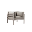 Benjara 3 Piece Sectional Outdoor Metal Sofa Set with Table- Gray and Silver