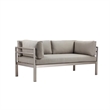 Benjara 3 Piece Sectional Outdoor Metal Sofa Set with Table- Gray and Silver