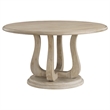 Benjara Eva 5pc Dining Table Set- White Washed Round Wood Top- Beige Chairs