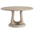 Benjara Eva 5pc Dining Table Set- White Washed Round Wood Top- Beige Chairs
