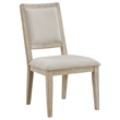 Benjara Eva 5pc Dining Table Set- White Washed Round Wood Top- Beige Chairs