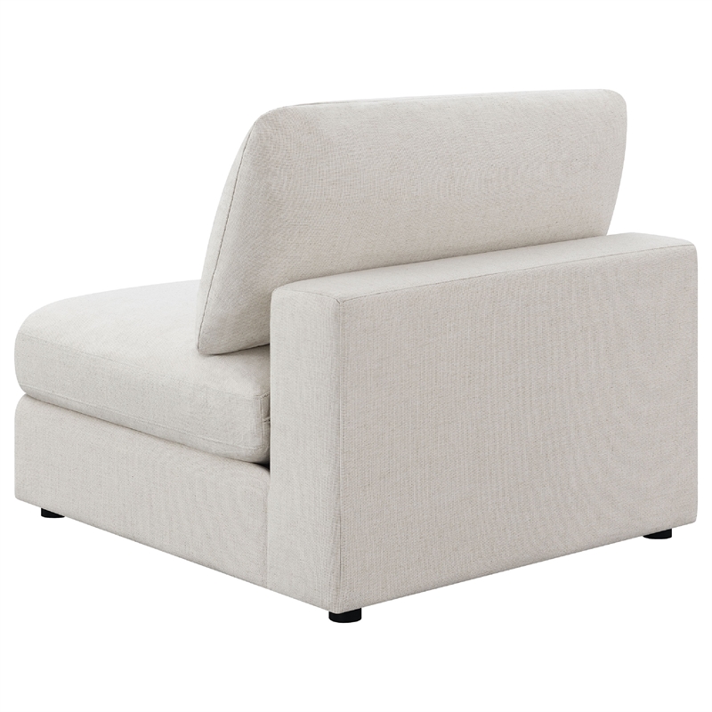 Benjara Serena 4pc Modular Sectional Sofa- 4 Accent Pillows- Beige Jacquard